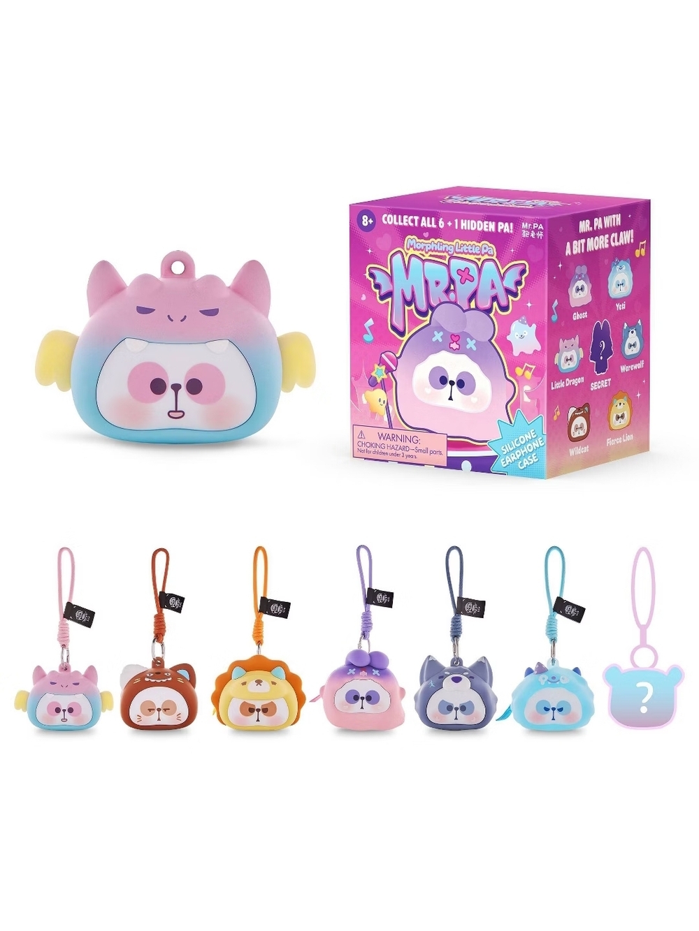 Morphing Littles Mr. P.A. Squishy Keychain - Pink Blue Gradient
